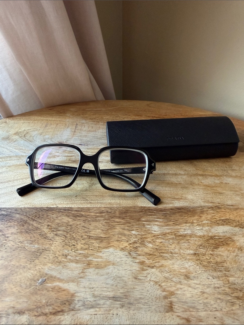 Prada Black Rectangular Women's Glasses with Logo Detailing